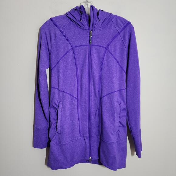 Athleta full 2way zip purple Rishi athletic hooded jacket woman's size small - Picture 2 of 16